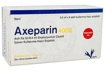 AXEPARIN 4000 ANTI XA IU/0.4 ML ENJEKSIYONLUK COZELTI ICEREN KULLANIMA HAZIR ENJEKTOR (6 ADET)