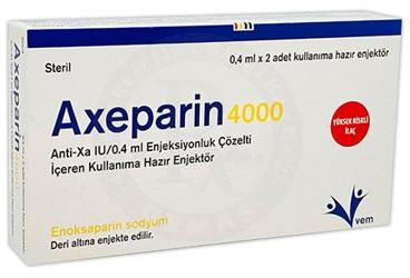 AXEPARIN ANTI XA 4000 IU/0,4 ML ENJEKSIYONLUK COZELTI ICEREN KULLANIMA HAZIR ENJEKTOR (2 ENJEKTOR)